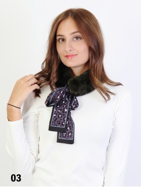 Leopard Plush Scarf W/ Silk Ribbon